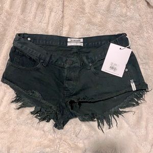 One Teaspoon Black Denim Shorts